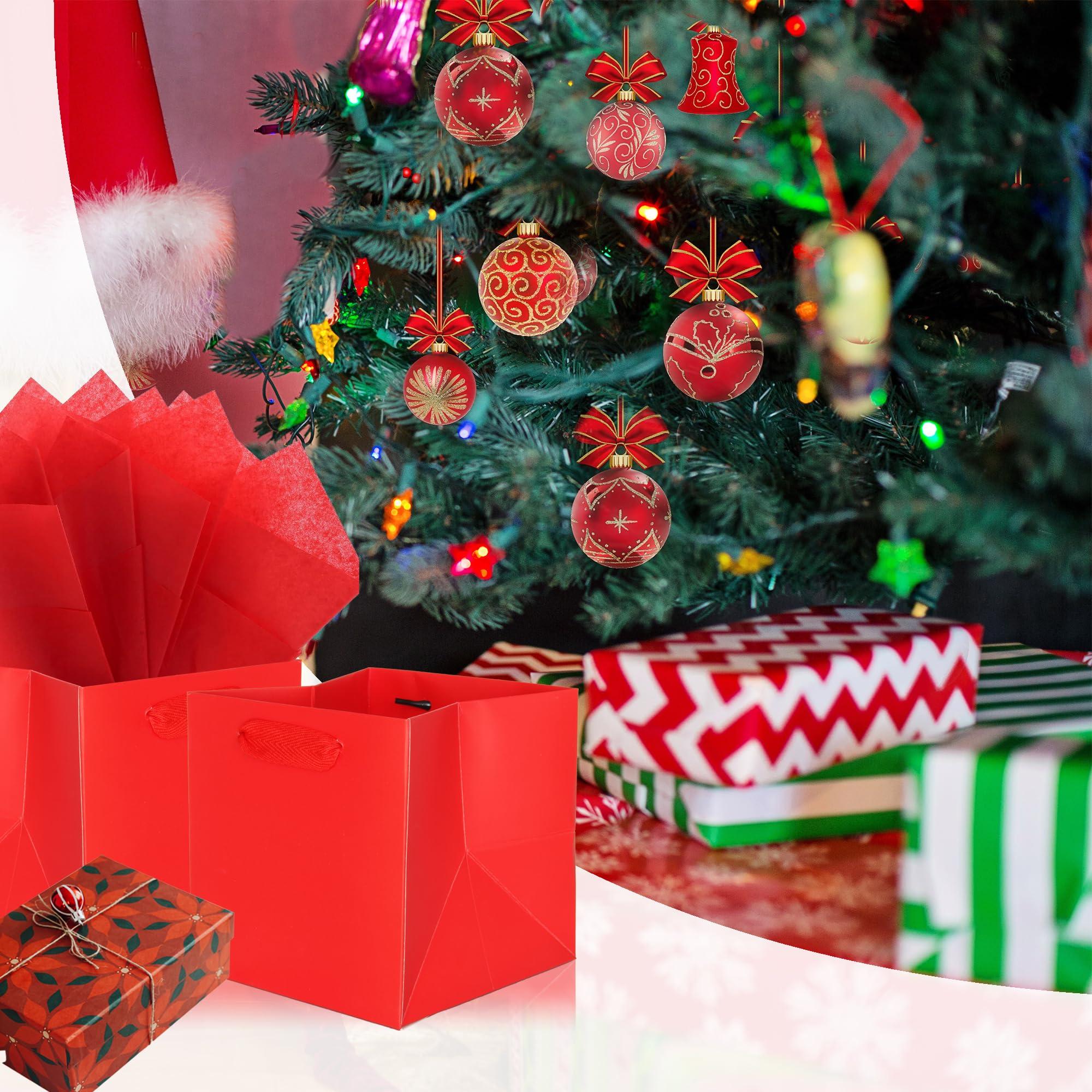 IN-JOOYAA IN-JOOYAA Red Square Gift Bags Small Paper Bags Party Favor Bags with Rope Handle 10 Pcs(6 x 6 x 6 in, Red)