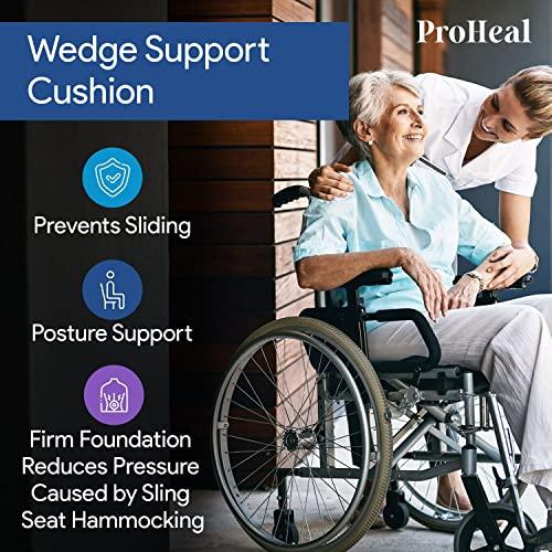 ProHeal Gel Wedge Wheelchair Seat Cushion, Bariatric -High Density Foam, Stretch Nylon Cover, Deep Immersion Gel for Pressure Redistribution -Back, Tailbone, Coccyx Support -Eliminates Sliding -26"x20"x4"-2"