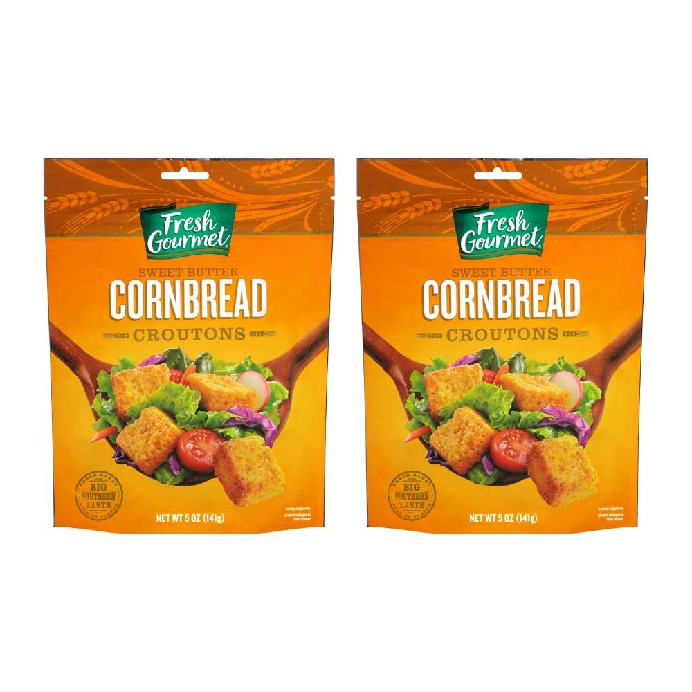 Fresh Gourmet Fresh Gourmet Premium Croutons, Sweet Butter Cornbread, 5 Ounce (Pack of 2)