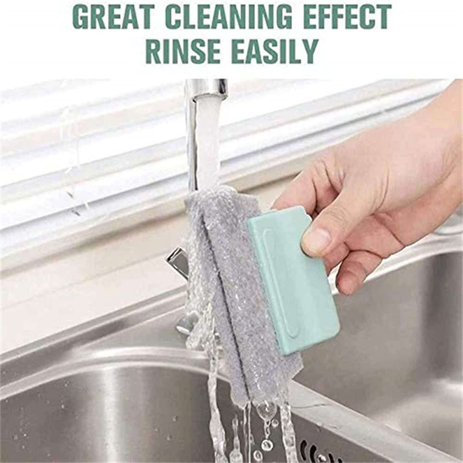 FuXinWorld 3PCS Magic Hand-held Window Cleaning Brush Creative Door Window Groove Cleaning Brushes Kitchen Decontamination Brush Fixed Slide Brush Head,Household Cleaning Tools for All Corners and Gaps