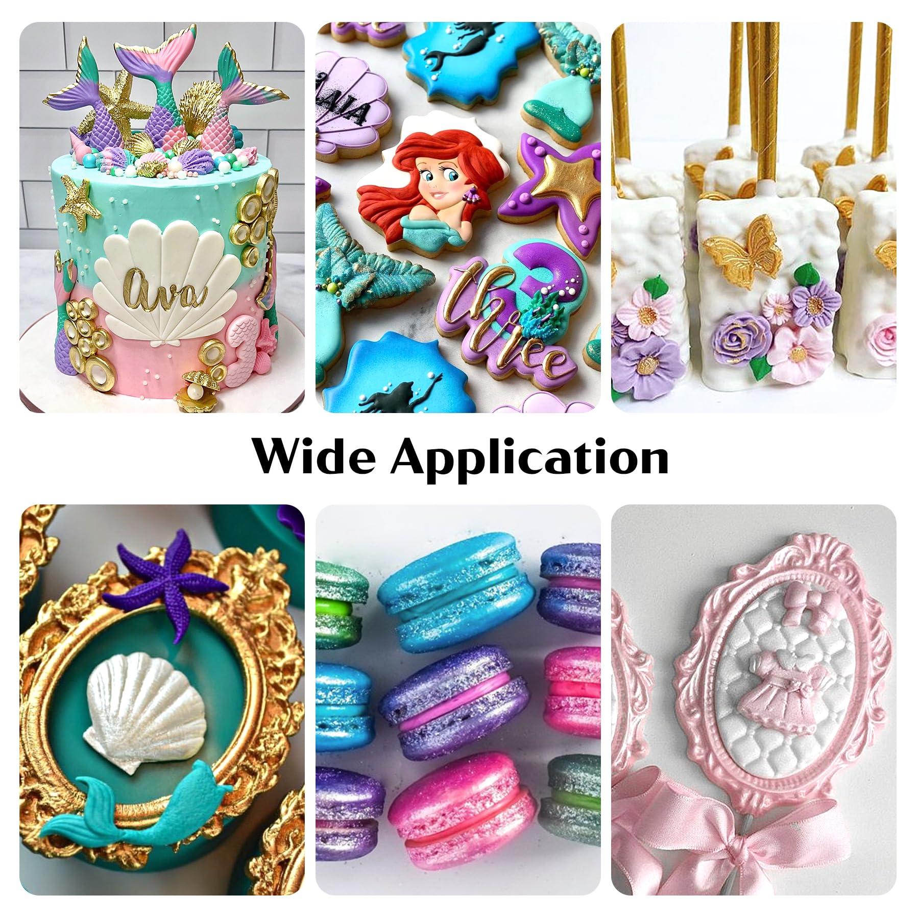 Herbeklab Edible Paint 12 Colors Edible Glitter Paint Metallic Cake Paint Shiny Food Paint for Cake Decorating Cookies Fondant Edible Art Decorative Icing Paint, 5ml / bottle