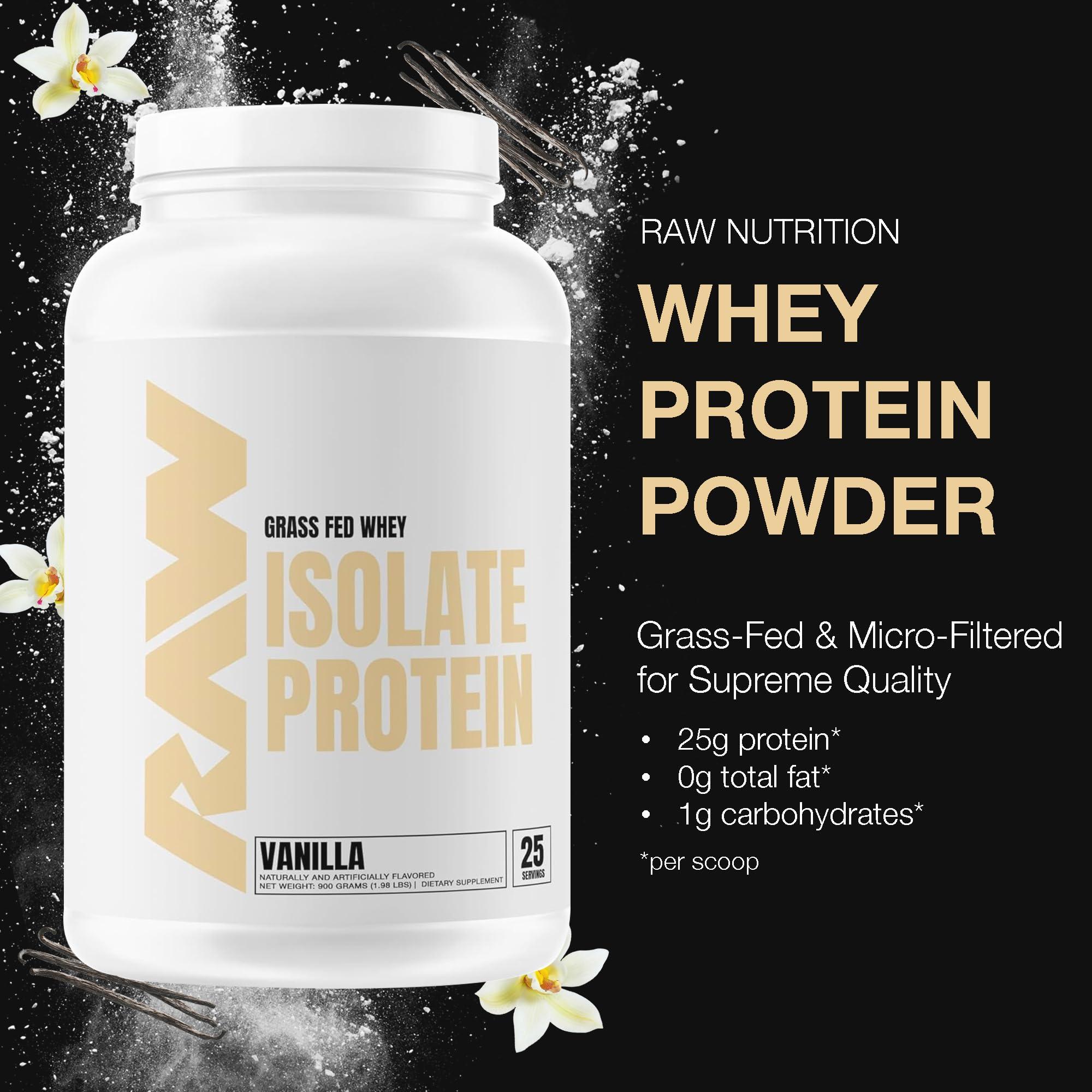 RAW RAW Whey Isolate Protein Powder, Vanilla (CBUM Itholate) - 100% Grass-Fed Sports Nutrition Powder for Muscle Growth & Recovery - Low-Fat, Low Carb, Naturally Flavored - 25 Servings