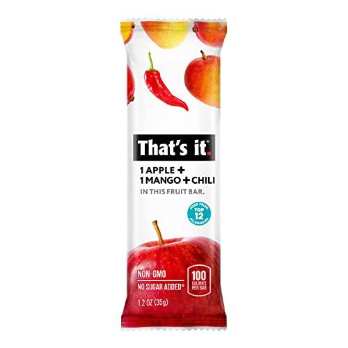 That's it. That's it. Apple+Mango+Chili 100% Natural Great Tasting Real Dried Fruit Bar, Vegan, Gluten Free, Paleo, Kosher, Non GMO, No Preservatives, No Added Sugar (12 Packs)
