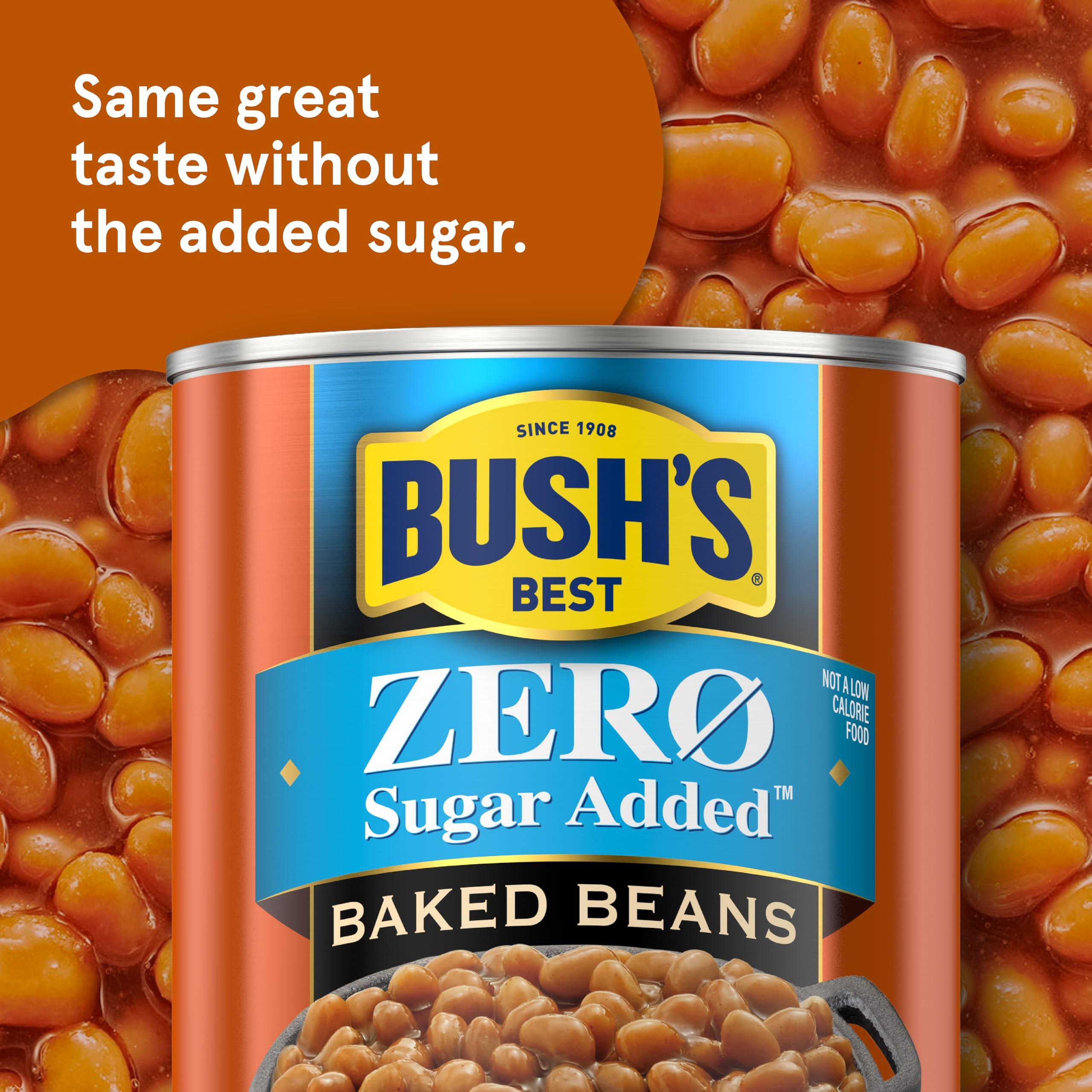 Bush\'s Best BUSH\'S BEST 15.8 oz Zero Sugar Baked Beans, Source Of Plant Based Protein and Fiber, Low Fat, Gluten Free, (Pack of 12)