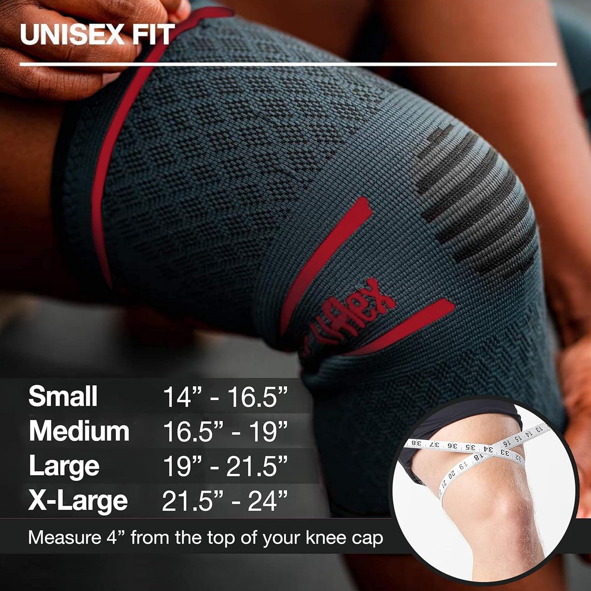 UFlex Athletics UFlex Athletics Knee Compression Sleeve Support for Women and Men - Knee Brace for Pain Relief, Fitness, Weightlifting, Hiking, Sports - Red, X-Large