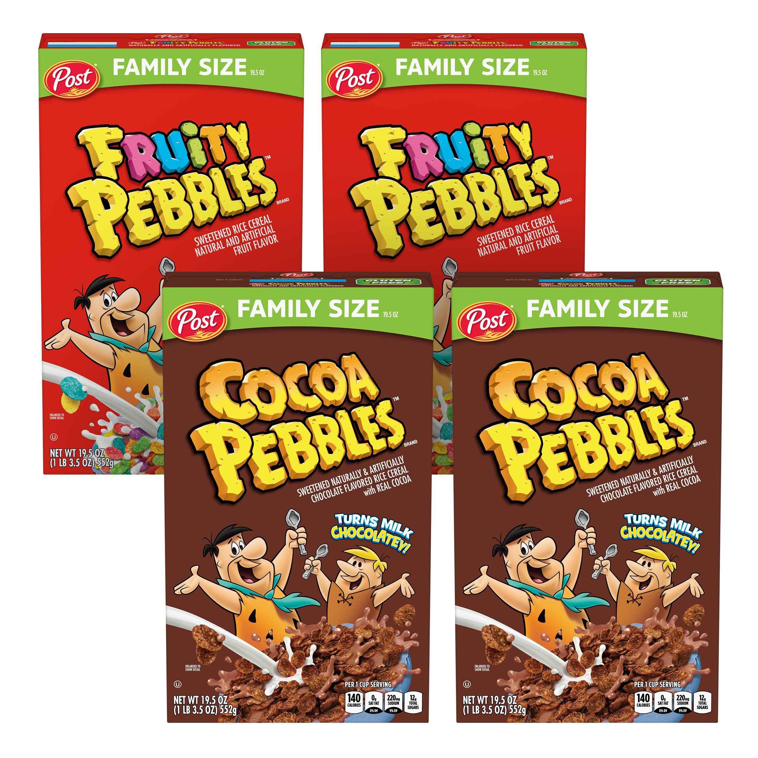 Post Post Fruity Pebbles and Cocoa Pebbles Family Size Variety Pack (2 Fruity, 2 Cocoa)