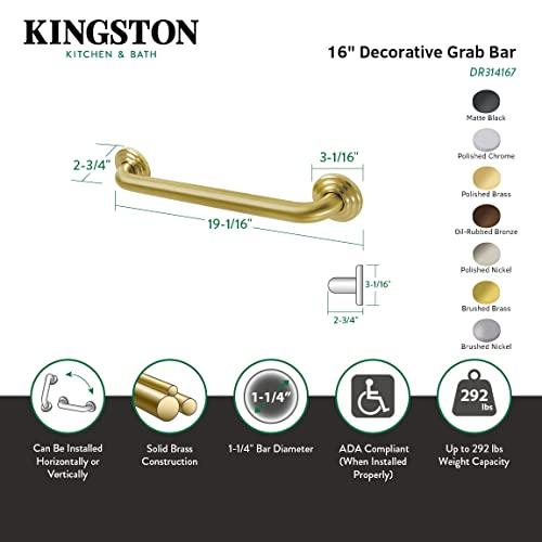 Kingston Brass Kingston Brass DR314166 Restoration 16-Inch Decorative 1-1/4-Inch OD Grab Bar, Polished Nickel