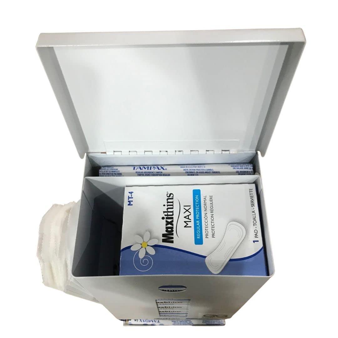 GG Golden Group INTERNATIONAL Tampon and pad Dispenser, Compact, Free Vending, White Steel Restroom Fixture