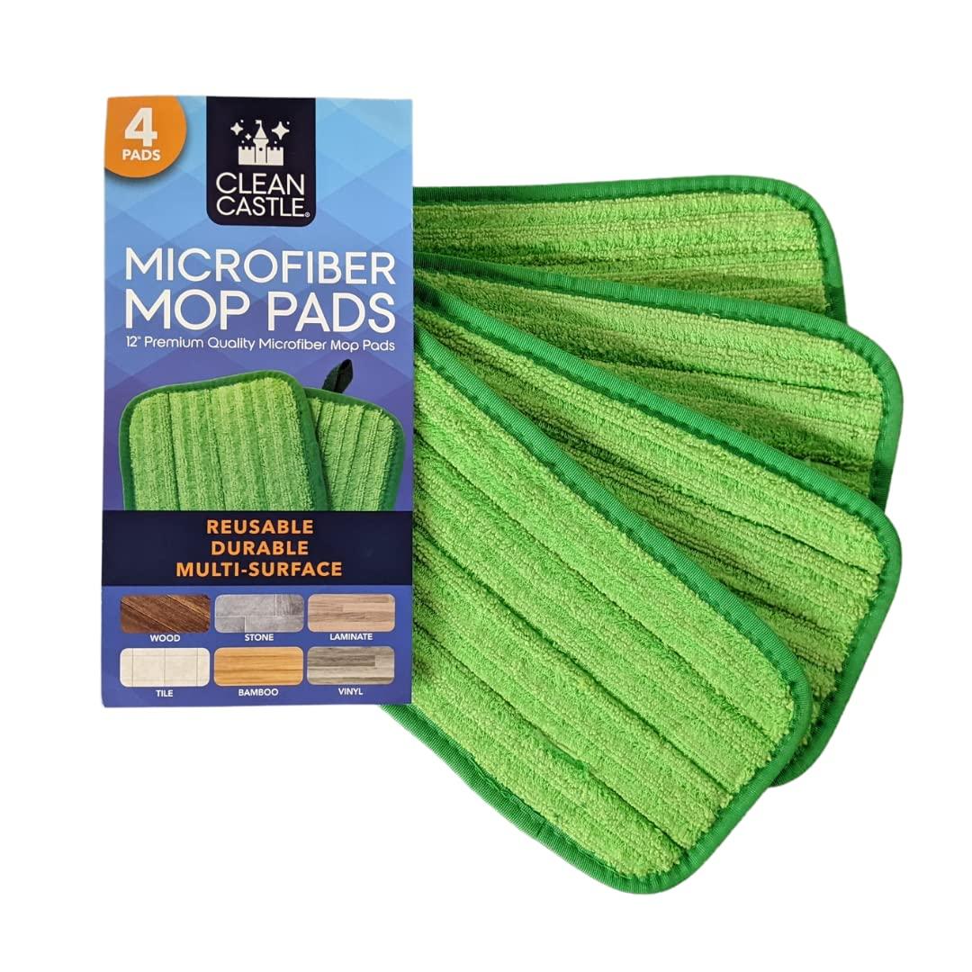 Clean Castle Mops for Floor Cleaning - Dual Action Microfiber Mop for Swiffer WetJet - Wet/Dry Dust Mop for Hardwood Floors - Reusable, Machine Washable, Eco-Friendly, 4 Pack