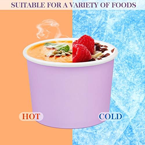 Ruisita Ruisita 50 Pack Ice Cream Containers with Lids 8 Ounces Disposable Soup Bowls with Lids Paper Ice Cream Sundae Cups Treat Cups with Lids Protect Frozen Desserts like Yoghurt, Assorted Colors