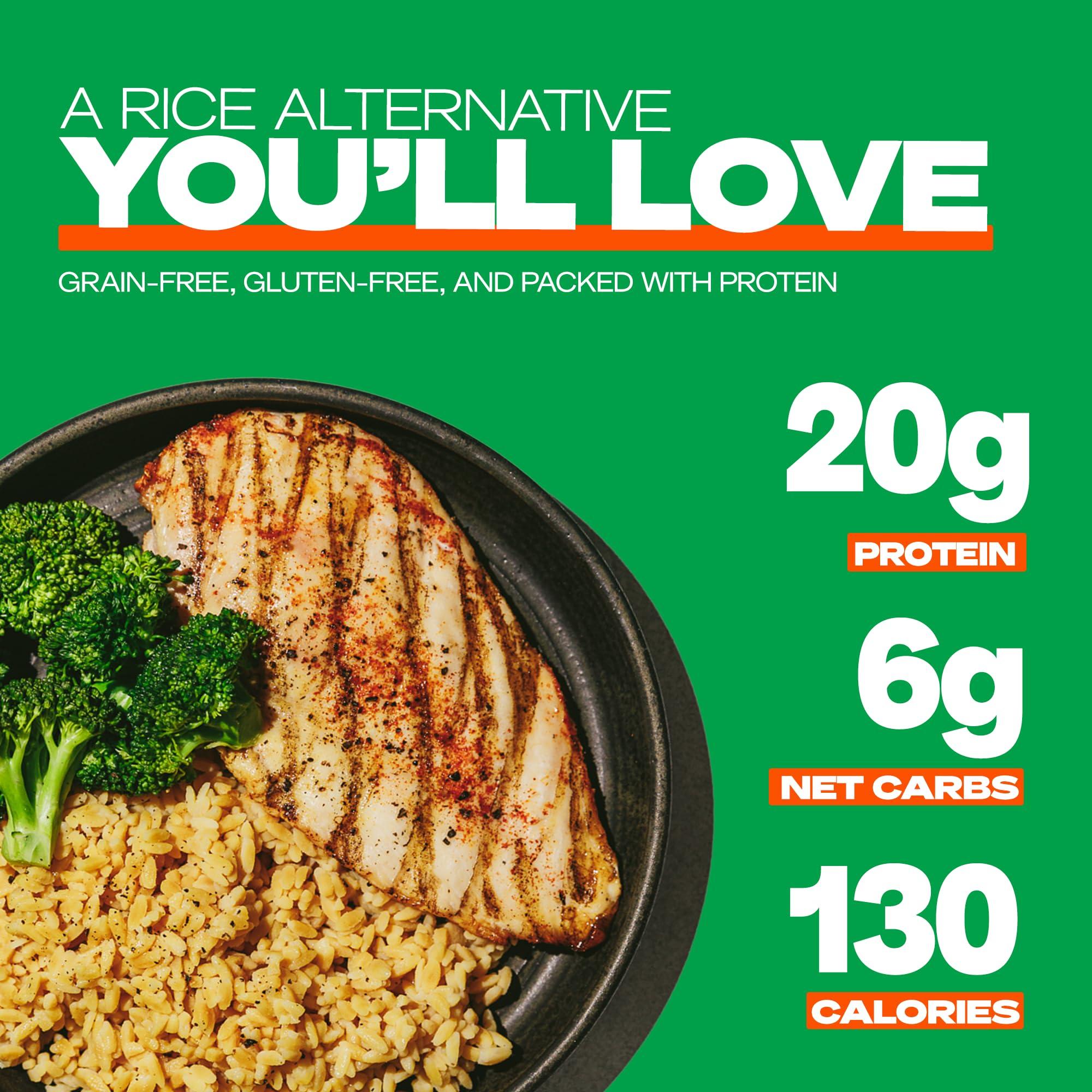 Kaizen Food Company Kaizen Low Carb Keto Rice - Gluten-Free, High Protein (20g), Keto Friendly, Plant Based, Made with High Fiber Lupin Flour - 8 ounces (Pack of 3)