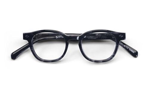 eyebobs eyebobs - Bitty Witty | Premium Reading Glasses for Men and Women | Round Frame for Narrow Faces, Black Granite, 1.00