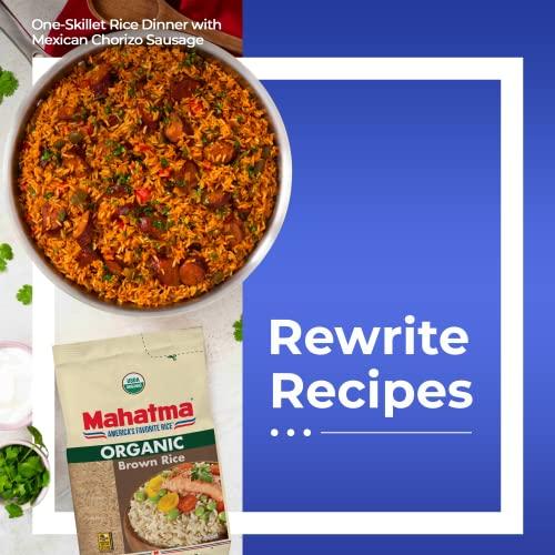 Mahatma Mahatma Organic Brown Rice, 2-Pound Bag of Rice, Microwave Rice in 20 Minutes or Cook on Stovetop in 1 Hour