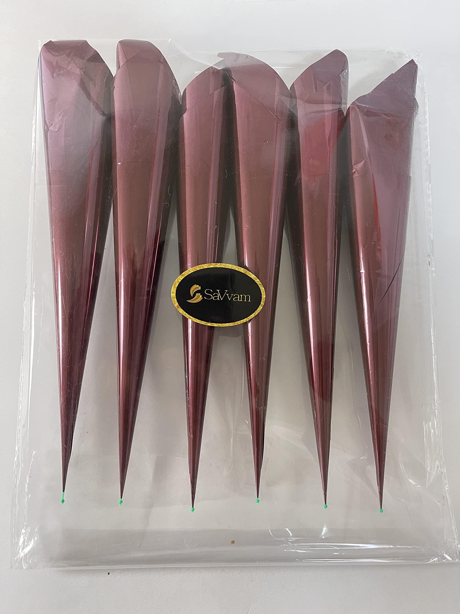 SaVvam SaVvam Empty Pre-rolled cones for making henna cones, Handmade Rolled Mylar Cellophane Cones For Henna Paste, Temporary Tattoo, Jaqua Designs, Cake Icing, Cake Decoration Large (24 EMPTY CONES)
