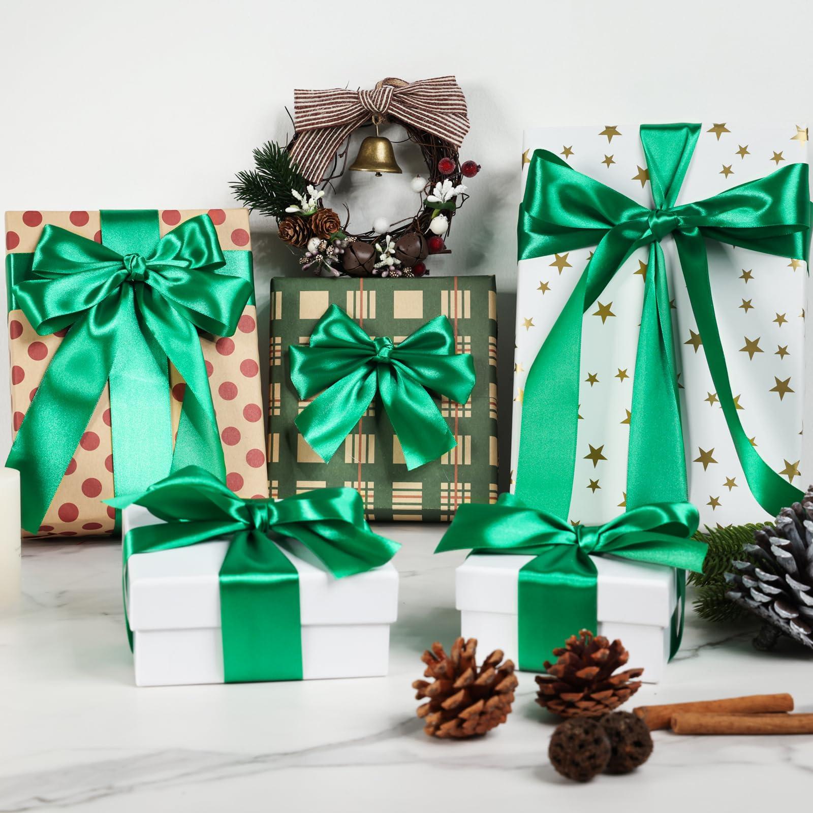 Sagaat Sagaat Teal Ribbon 1-1/2 Inch 50 Yards, Dark Green Satin Ribbon for Flower Bouquet, Crafts, Gift Wrapping, Bridal Invitations, Hair, Halloween, Christmas, Easter