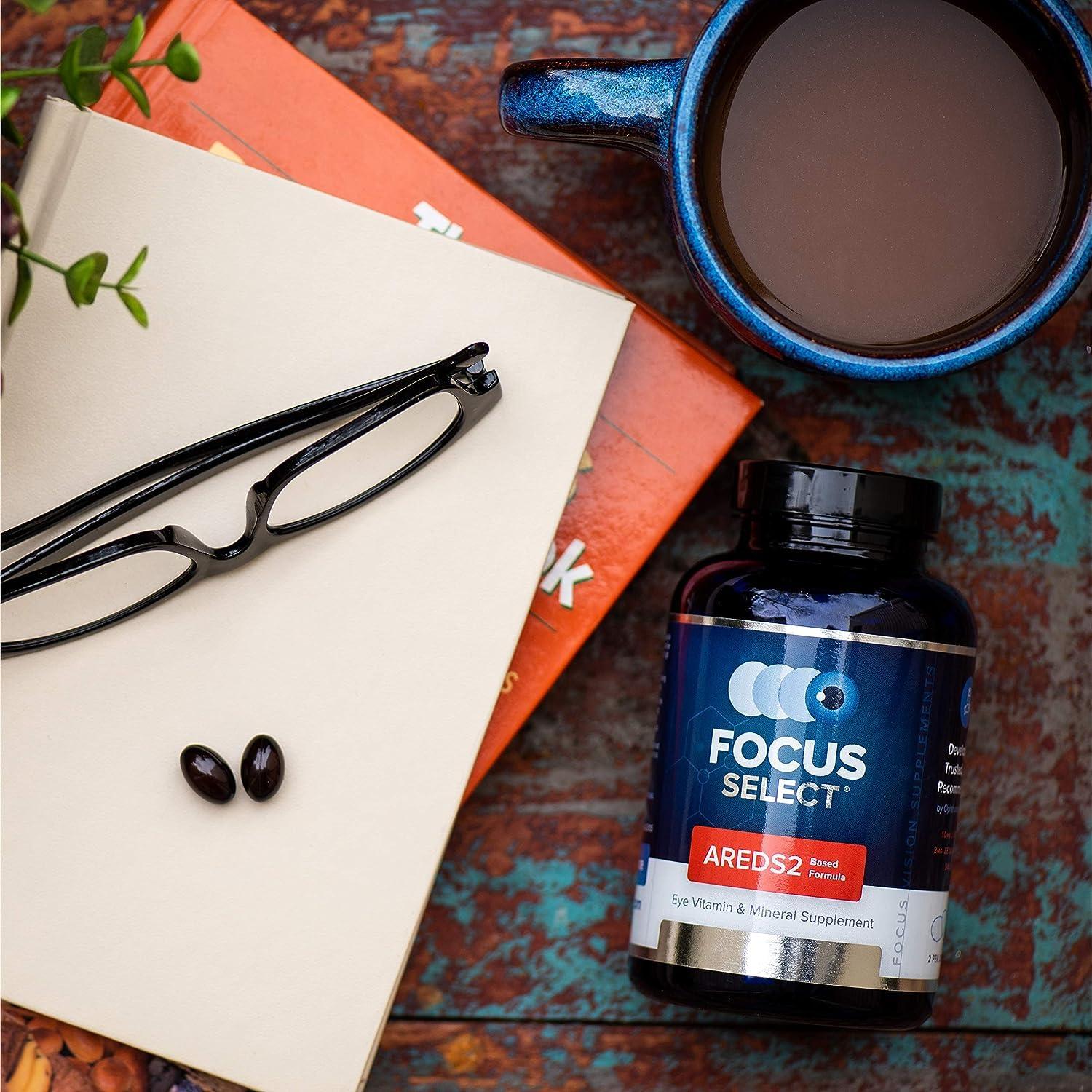 Focus Vision Supplements Focus Select AREDS2 Based Eye Vitamin-Mineral Supplement - AREDS2 Based Supplement for Eyes (60 ct. 30 Day Supply) - AREDS2 Based Low Zinc Formula - Eye Vision Supplement and Vitamin