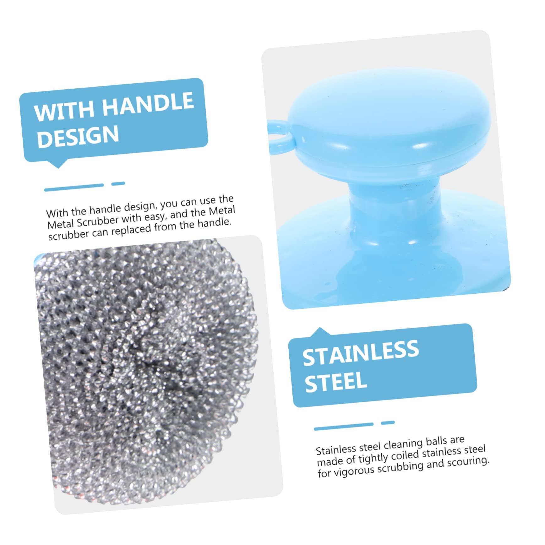 Healifty 10 Sets Wire Brush Handle Dish Brush Kitchen Cleaning Brush Stainless Steel Scrubber Wire Ball with Handle Pot Scrubber Scrub Brush for Pot Dish Clean Brush Home Pot Washing Tool