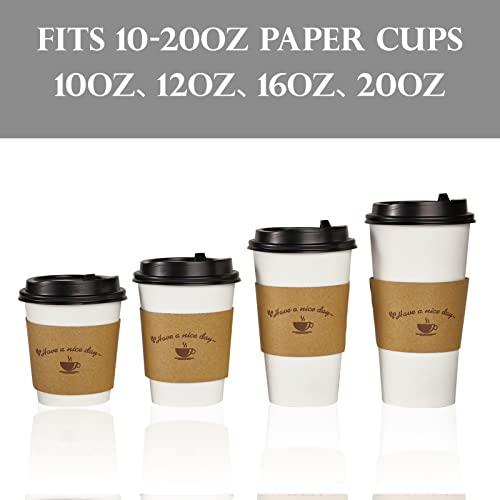 LITOPAK LITOPAK 200 Packs Kraft Paper Coffee Cup Sleeves, Coffee Sleeves, Disposable Corrugated Hot Drink Holder for Paper Cups Insulation and Hand Protection, Fits 10oz-20oz Paper Cups(Cup Not Included)
