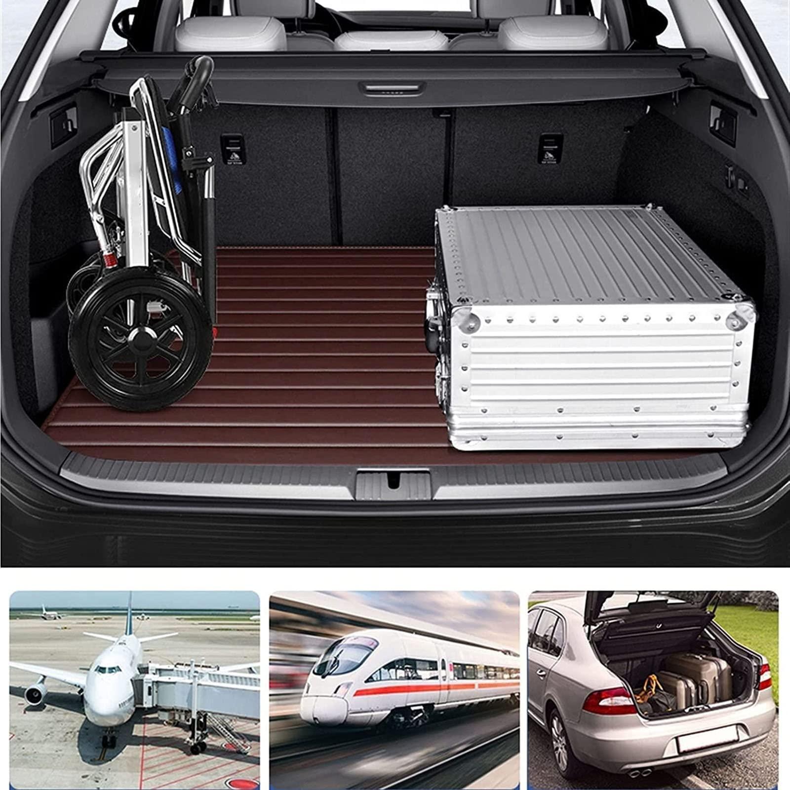 BLOHDI BLOHDI Folding Wheelchair, Ultra Lightweight Folding Wheelchair, Aluminium Alloy Portable Transport Wheelchair Trolleys for Elderly Aircraft Travel