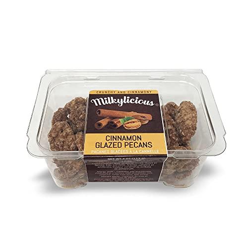Milkylicious Premium Hand Roasted Cinnamon Glazed Pecans | Plant-Based Delicious Sweet Crunchy Snack | Gifting Baking Adventures Parties | Power Packed Nutrients in 4 oz. | Proudly Made in USA by Milkylicious