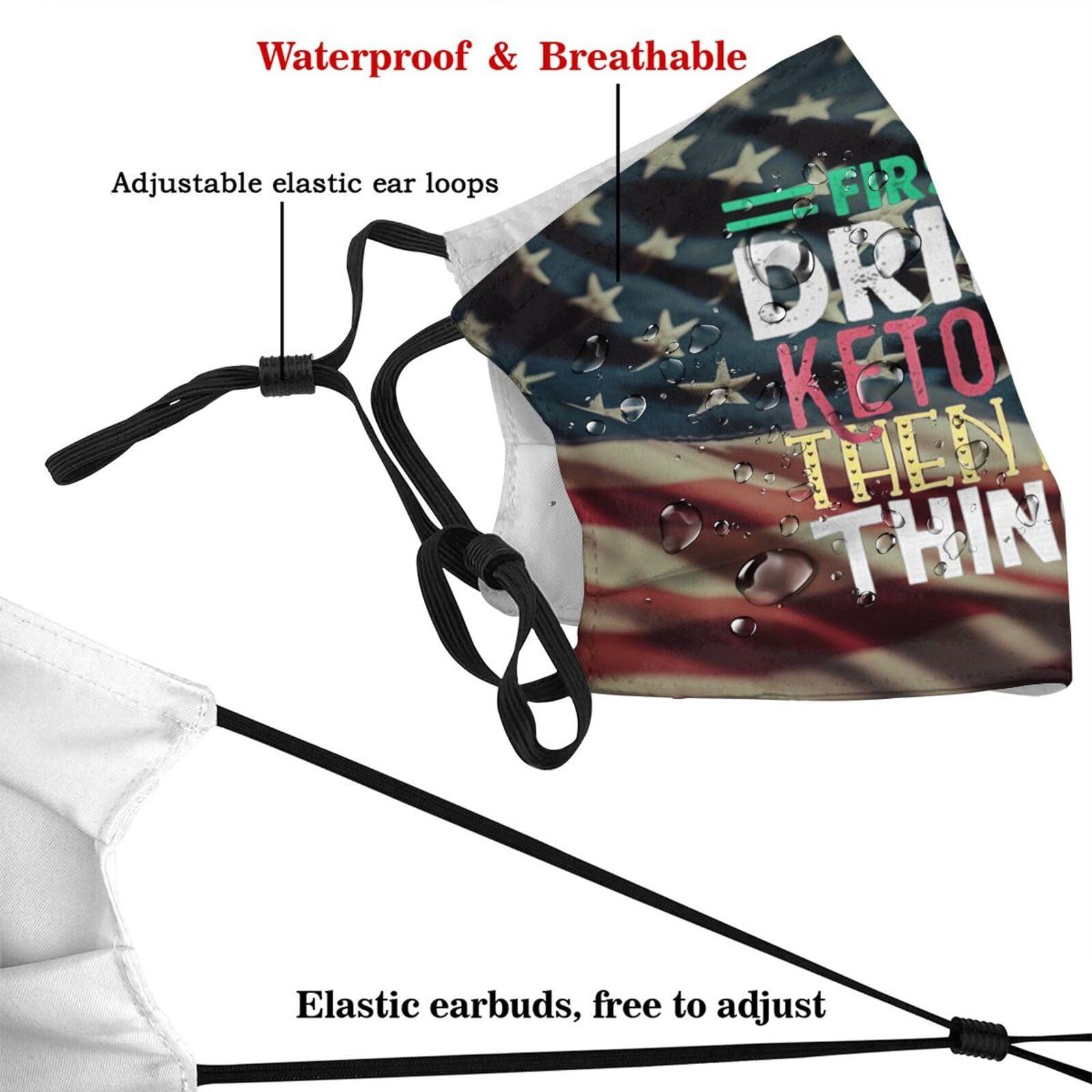 VUQUIS VUQUIS First I Drink Ketones Then I Do Things Face Mask Reusable Adjustable Balaclava Dust Washable for Adult