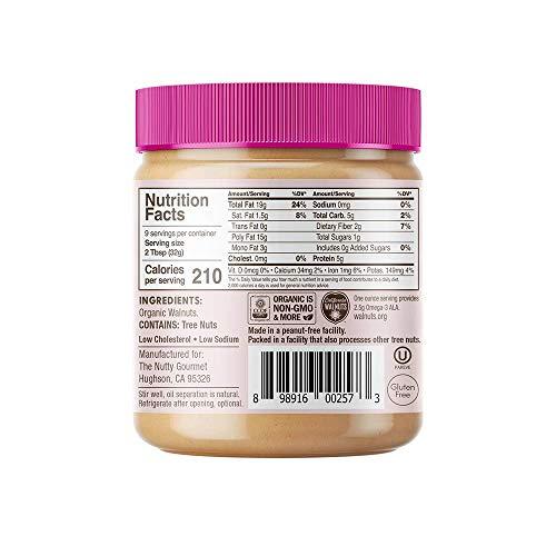 The Nutty Gourmet Nutty Gourmet Organic Walnut Butter - Raw Nut Butter - No Added Sugar - Unsalted - All Natural - Peanut Free - Vegan - California Grown Walnuts - Keto Snack - Gluten Free (10oz, 1 Pack)