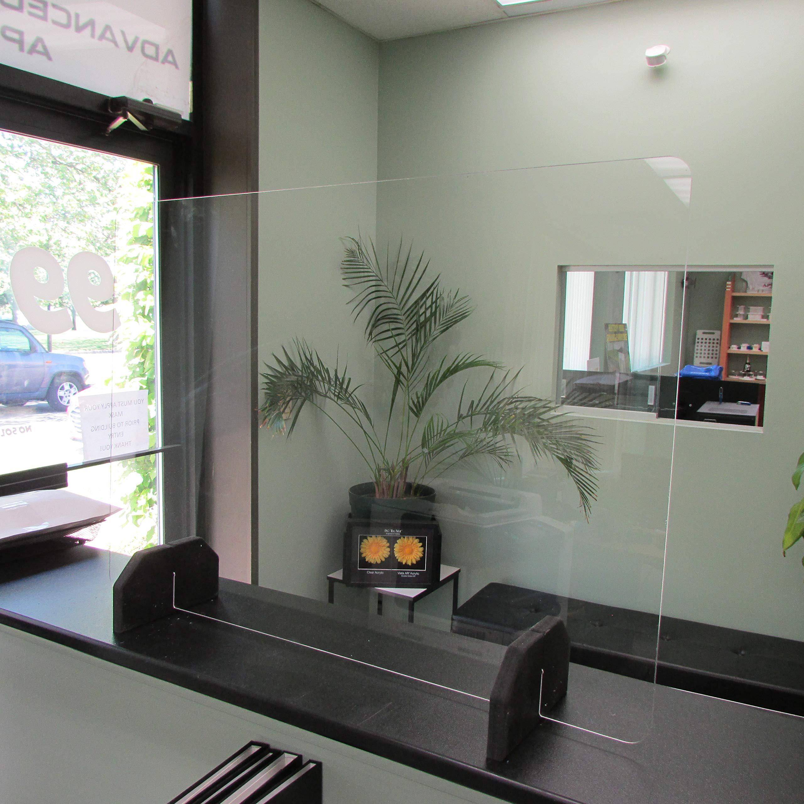 APF Marine APF Sneeze Guard 24 x 30 Clear Acrylic Plexiglas Shield Protective Screen, Desk, Counter Top Window for Employers, Workers, Customers, Barrier