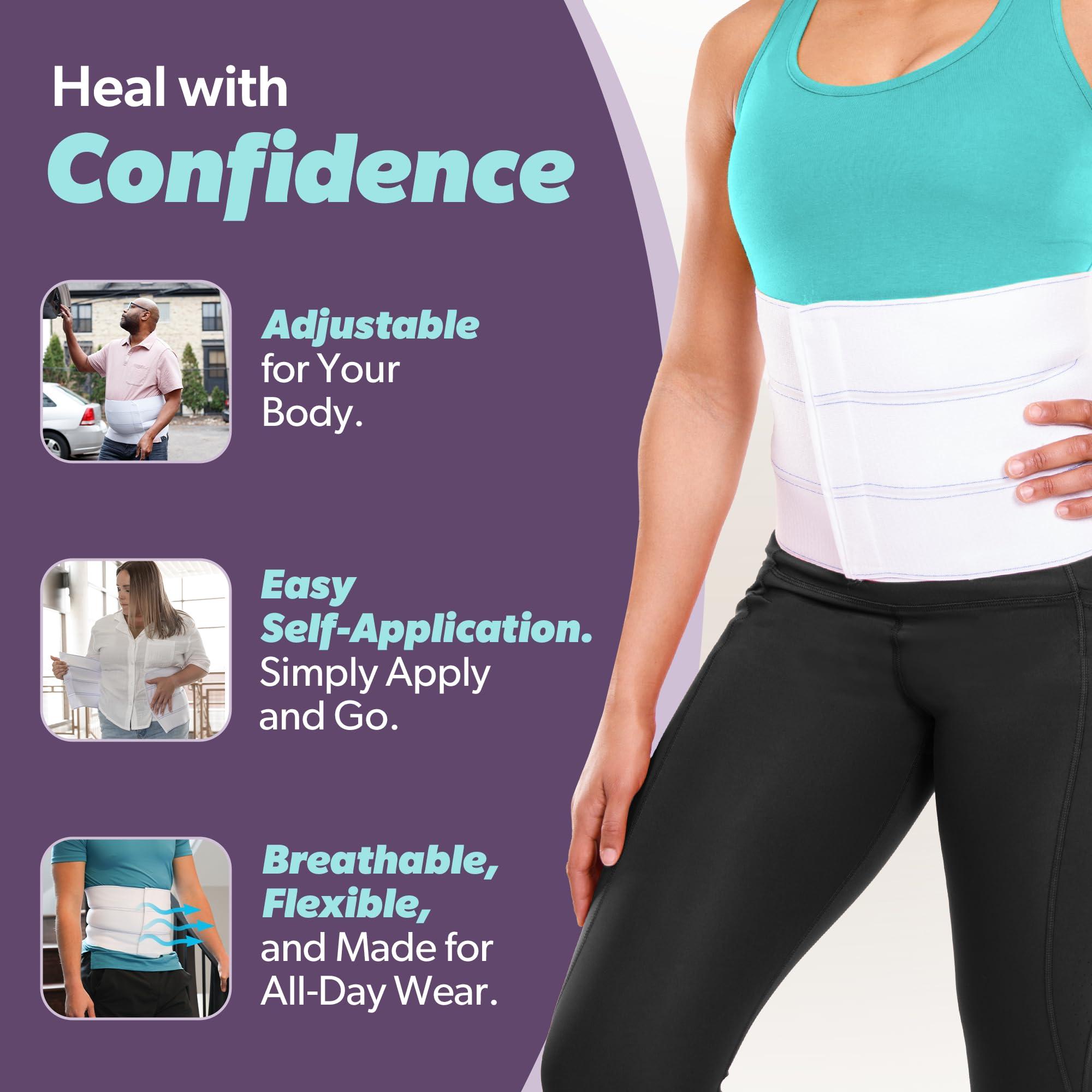 BraceAbility BraceAbility Medical Abdominal Stomach Binder - Belly Band Compression for Diastasis Recti, Postpartum, Post-Surgical Wrap for Tummy Tuck Recovery, Post op Abdominal Binder for Women and Men (XL 9\")