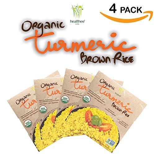 Healthee Healthee Organic Brown Rice, Gluten Free, Fully Cooked and Ready-to-Eat, USDA Certified Organic, GMO-Free, Microwaveable (Turmeric, Pack of 4)