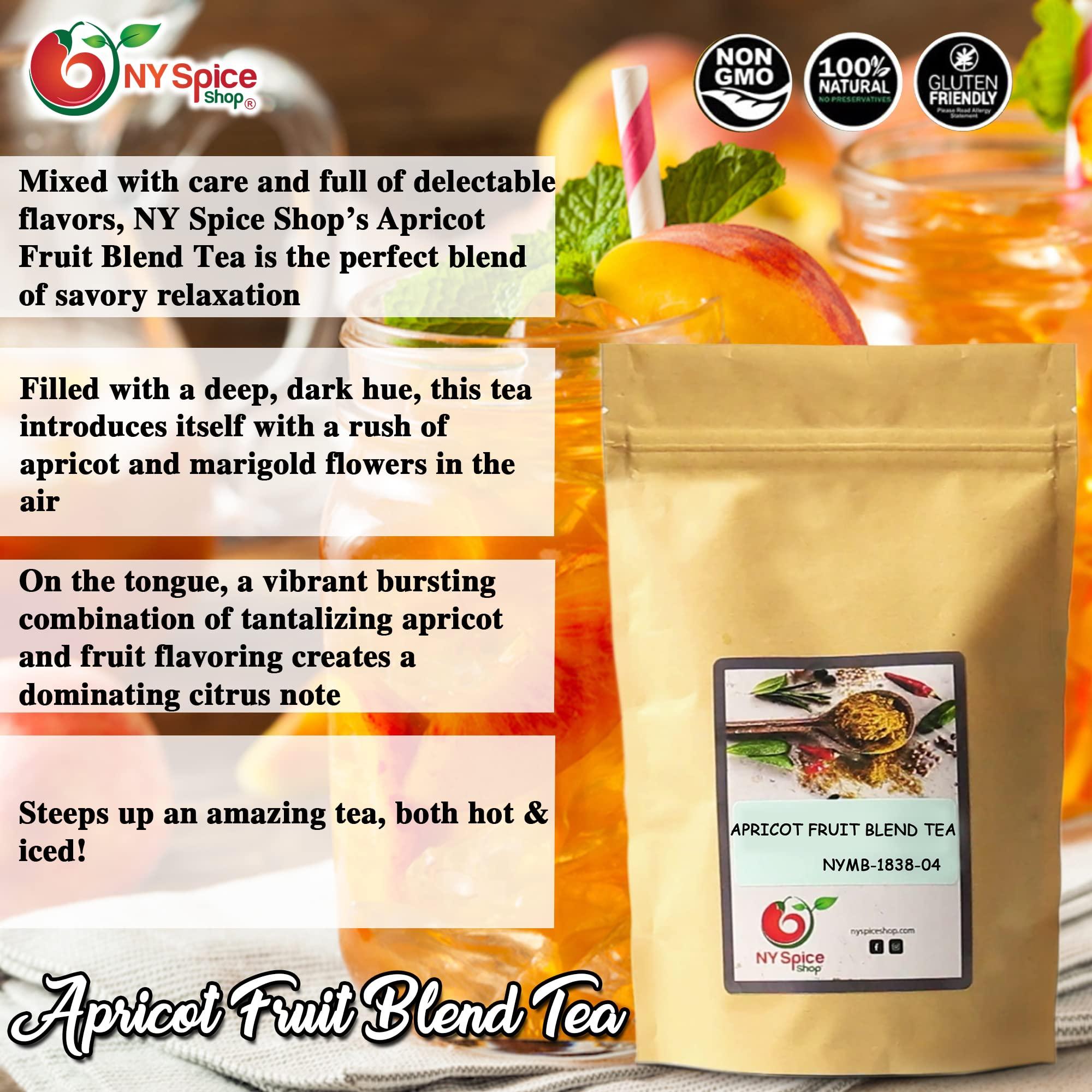 NY Spice Shop NY SPICE SHOP Apricot Fruit Blend Herb Tea Herbal Leaves All Natural Flavored Loose Leaf For Teas Lovers (16 Ounces)