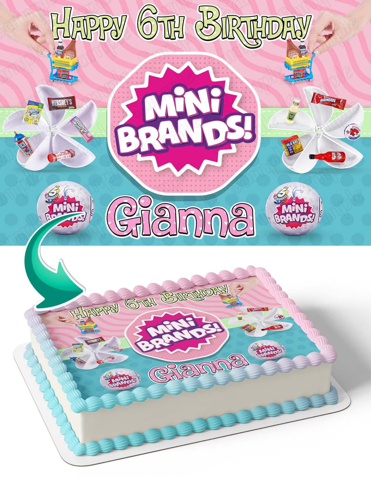 Cakecery Mini Brands Surprise Kids Girls Edible Cake Image Topper Birthday Cake Banner 1/4 Sheet