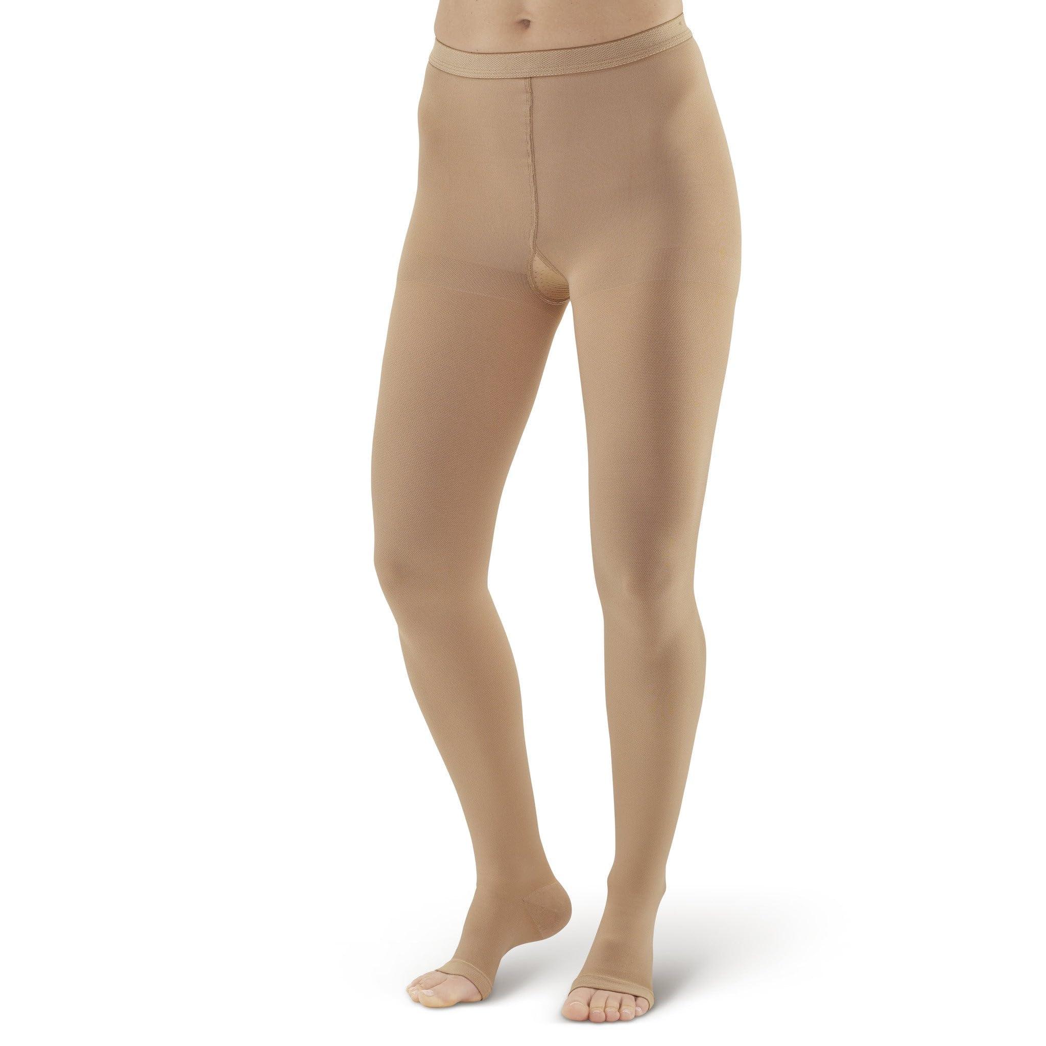 Ames Walker Ames Walker AW Style 293 Medical Support 20-30 mmHg Firm Compression Open Toe Pantyhose Beige Xlarge
