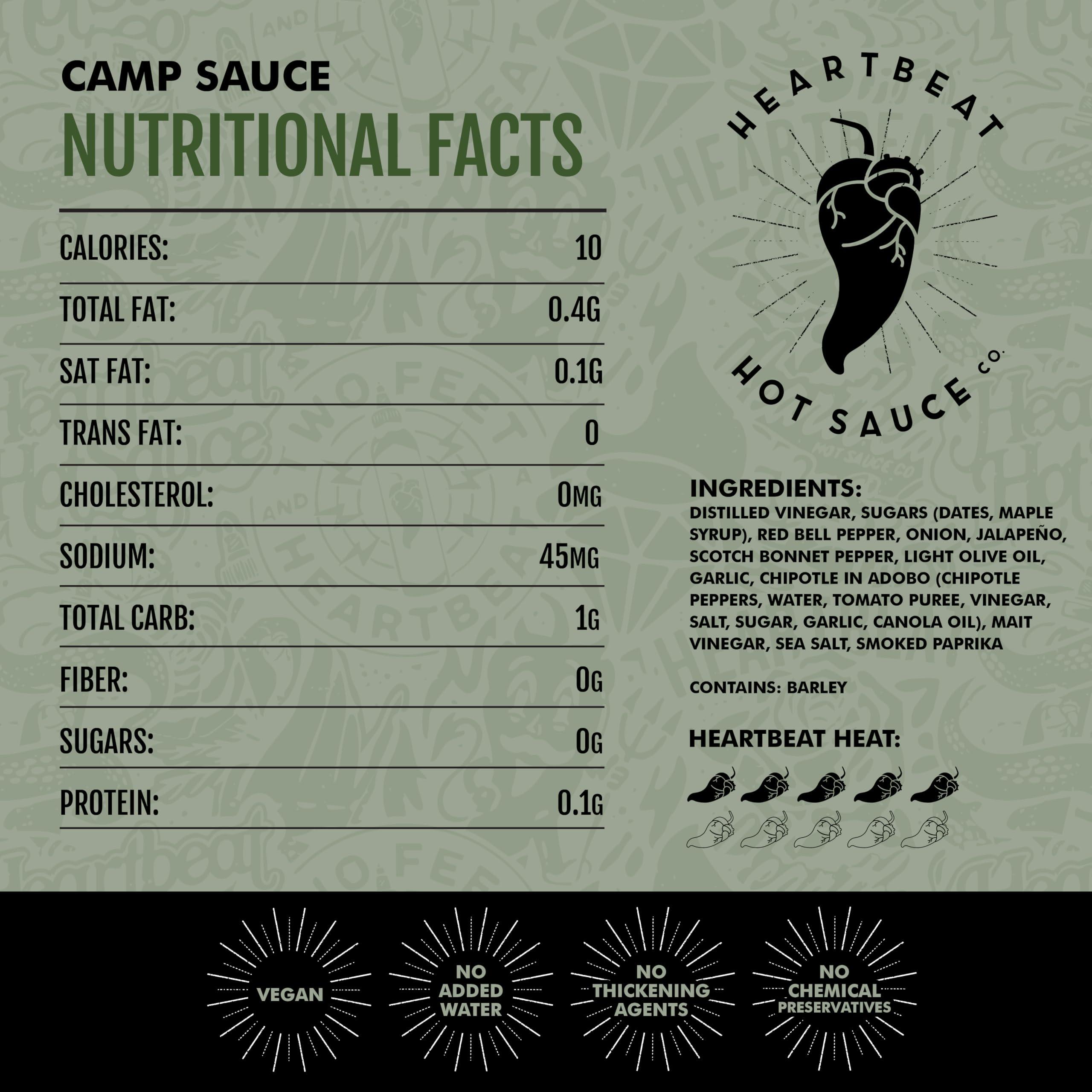 Heartbeat Hot Sauce Co. Heartbeat Hot Sauce - Camp Sauce, 6 oz- Small Batch & Handmade, Vegan, Preservative Free