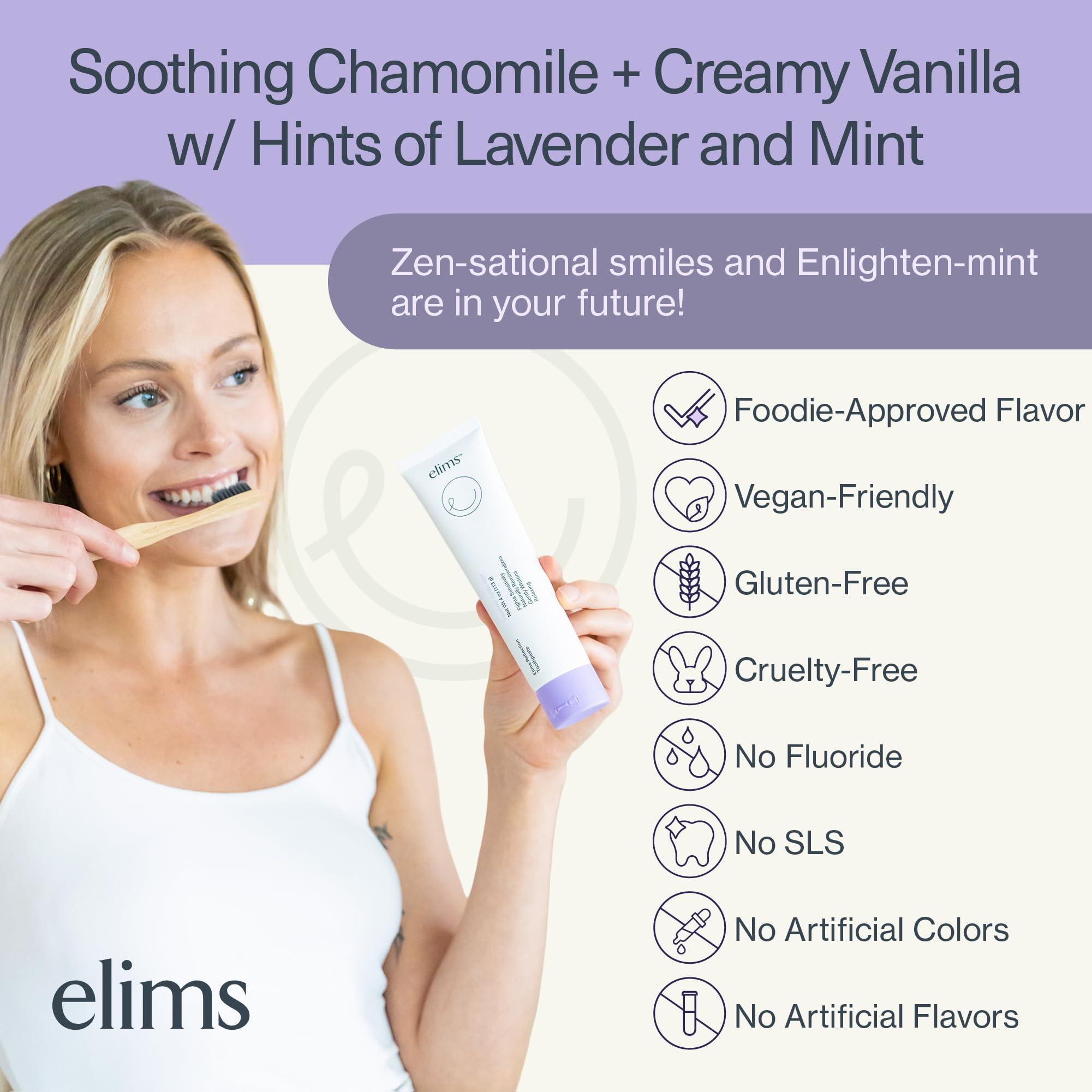 ELIMS Elims Nano Hydroxyapatite Toothpaste  Fluoride-Free, Xylitol Remineralizing, Whitening for Sensitive Teeth, SLS-Free, Lavender Vanilla Mint Toothpaste for Adults & Kids, 4oz