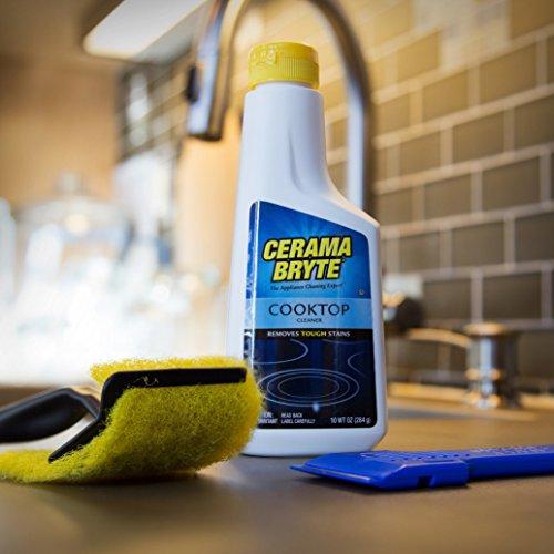 Cerama Bryte Cerama Bryte Combo Kit POW-R Grip, Scraper, Pad & Removes Tough Stains Cooktop and Stove Top Cleaner for Glass - Ceramic Surfaces, 10 Ounces, 4 Piece