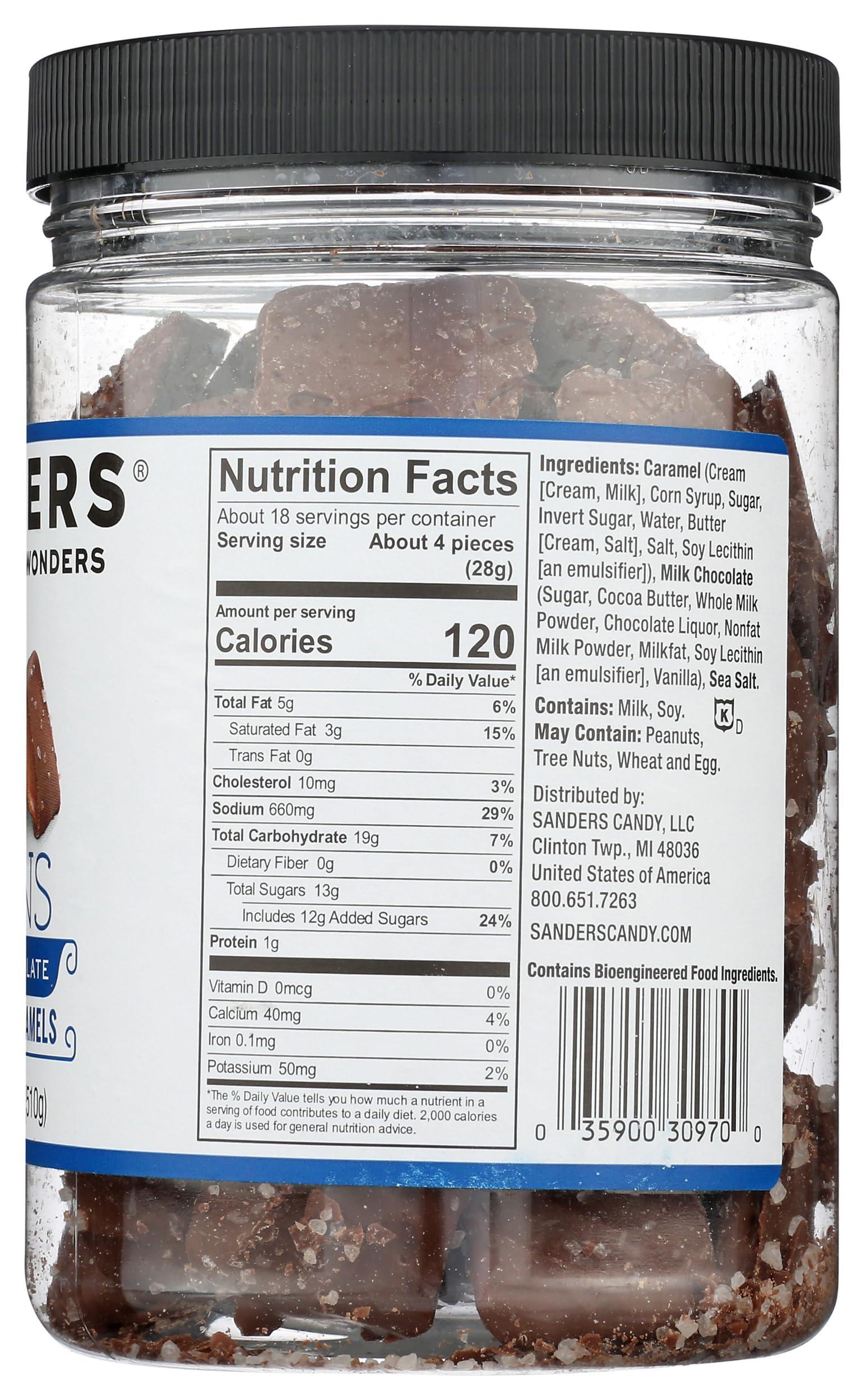 Sanders Sanders Milk Chocolate Sea Salt Caramel Thins, Kosher, 18 Ounce (Pack of 6)