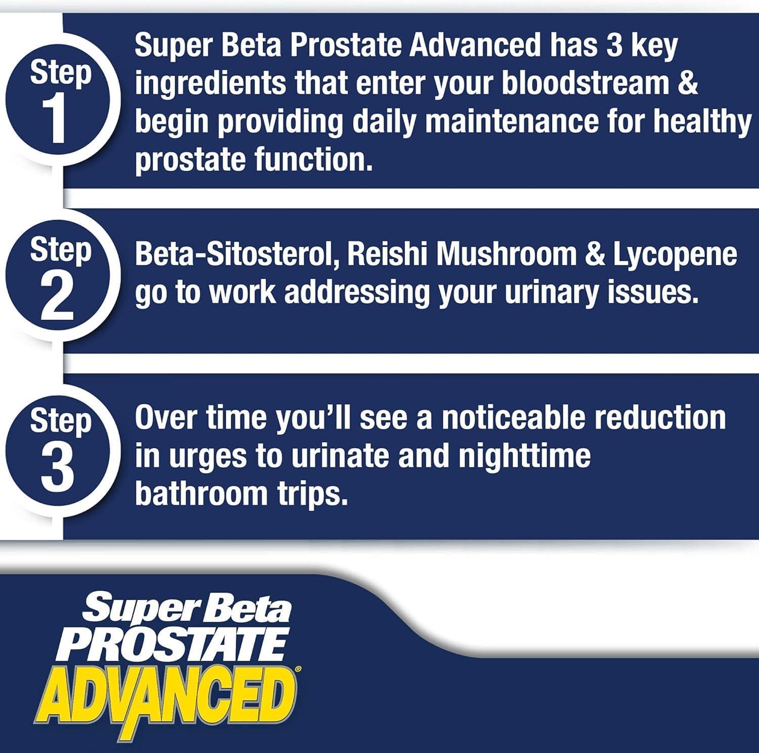 SUPER BETA PROSTATE Super Beta Prostate Advanced Prostate Supplement for Men Reduce Bathroom Trips, Promote Sleep, Support Urinary Health & Bladder Emptying. Beta Sitosterol not Saw Palmetto. (60 Caplets, 1-Bottle)