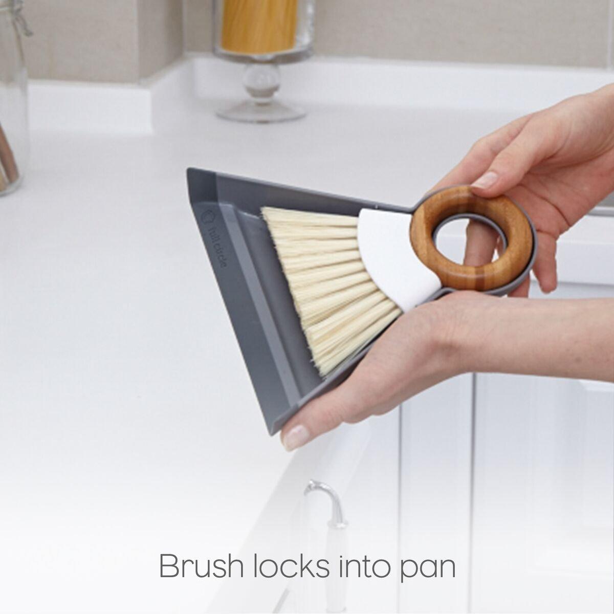 Full Circle Full Circle and Brush Set, White Tiny Team Mini Dustpan & Tough Stuff All-Purpose Scrub Brush, White 4.45\" x 5.12\" x 3.82\"