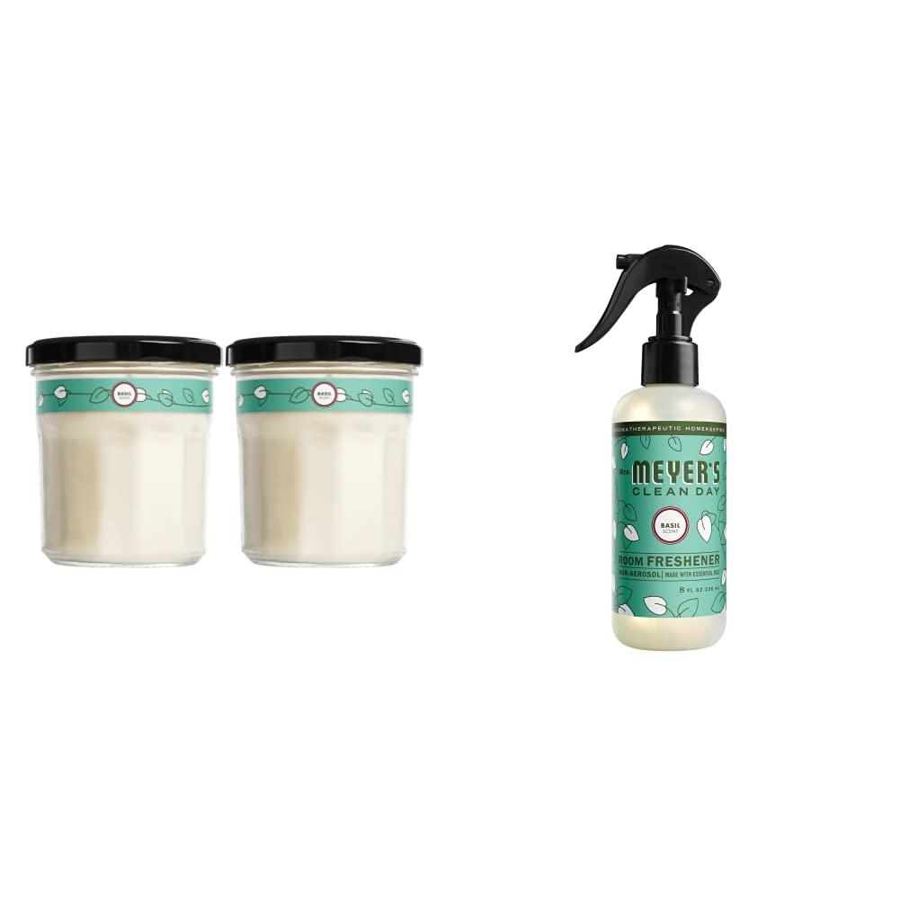 MRS. MEYER\'S CLEAN DAY Mrs. Meyer\'s Clean Day Basil Scented Soy Candle (Pack of 2) and Basil Room Freshener Spray