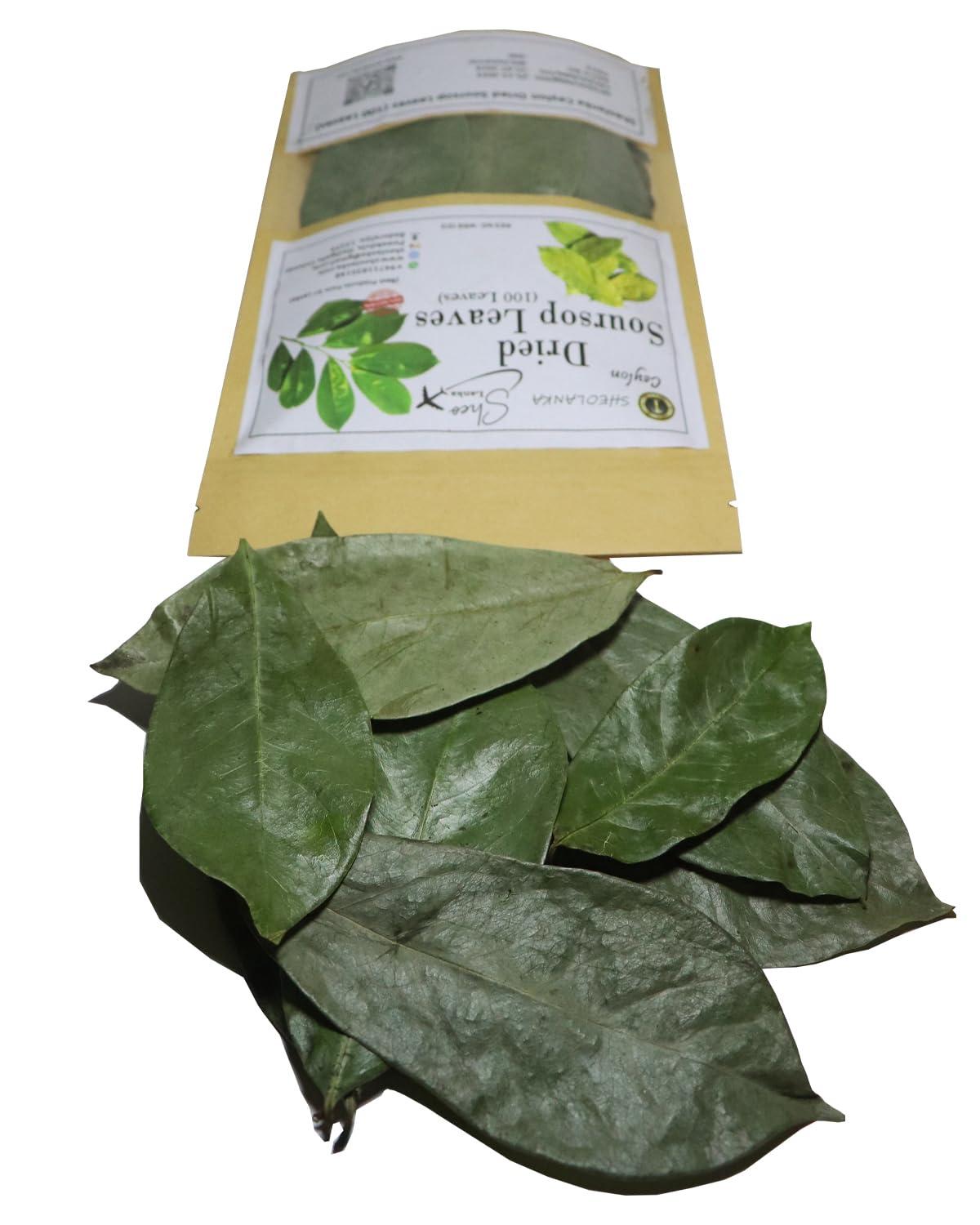 SHEOLANKA Dried Soursop Guanabana Graviola Guyabano (100 Leaves) Sugar/Caffeine/Gluten Free 100% Soursop Leaf by Sheolanka