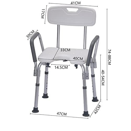 PTHTBL Heavy Duty Shower Chair with Back and Arms 300lb, Bathtub Chair with Handles - Shower Cut Out Seat for Handicap, Disabled, Seniors & Elderly,White