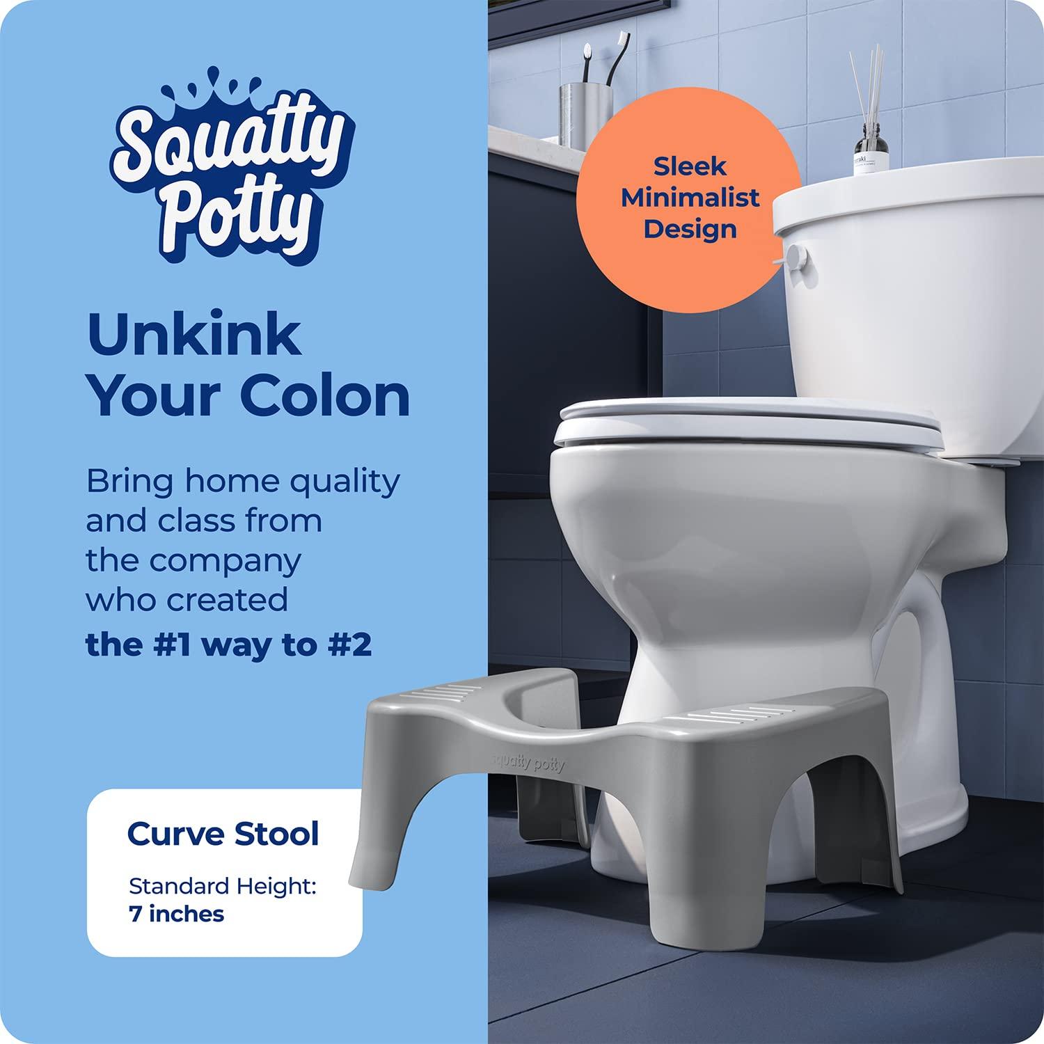 Squatty Potty Squatty Potty The Original Bathroom Toilet Stool, Curve Lightweight with Sleek and Modern Design, Gray, 7\"