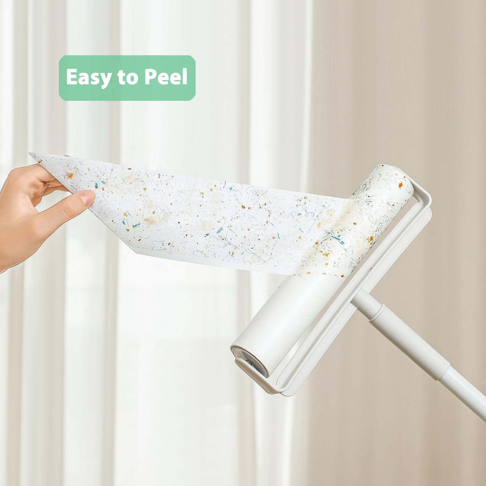 MINGRACE Floor Lint Roller with Refills 3 Sticky Rolls 9.45 inch Wide Lint Remover Roller for Pet Hair Extra Sticky Long Handle Large Lint Roller for Floor Carpet Couch Bed