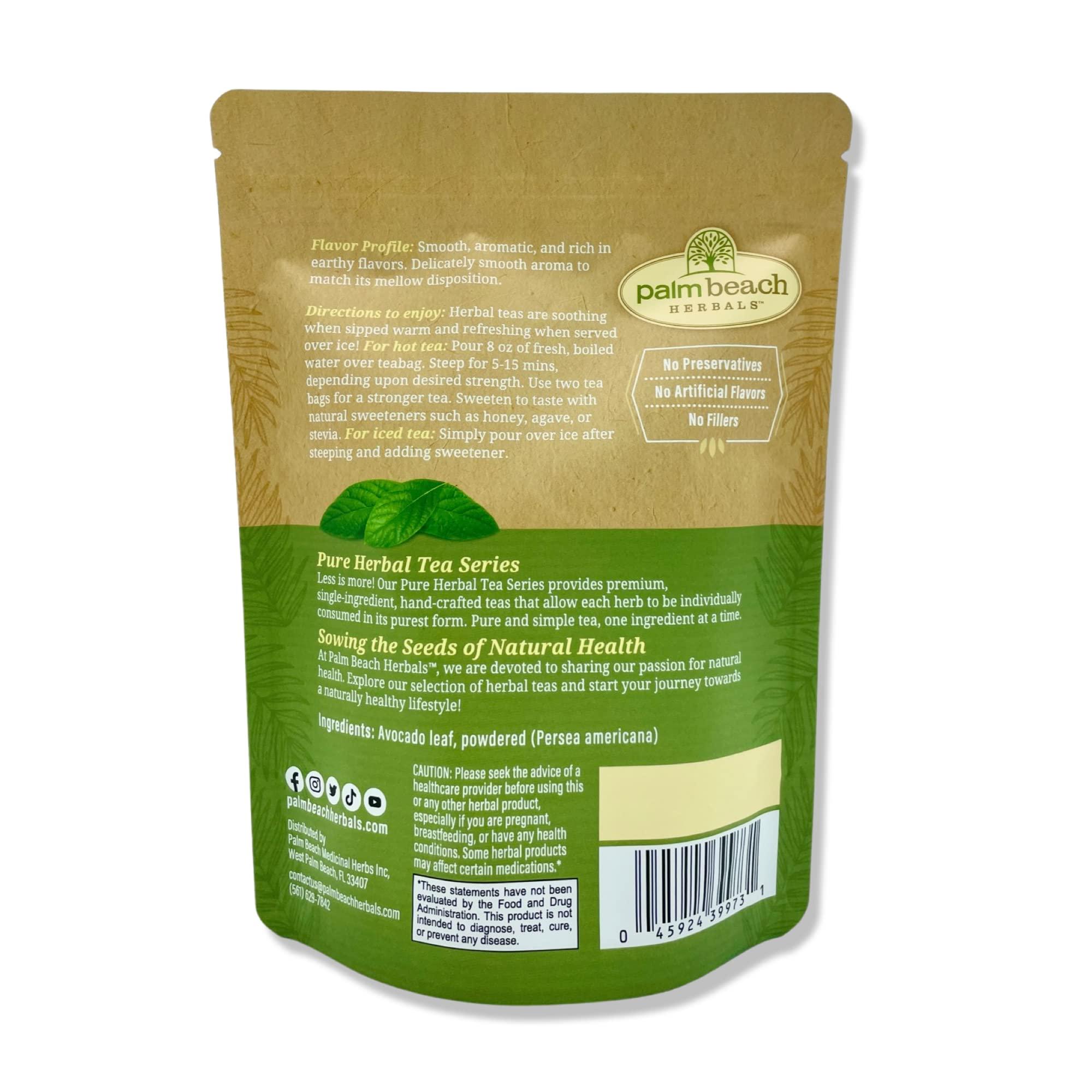 Palm Beach Medicinal herbs Avocado Leaf Tea by Palm Beach Herbals, 30 Count Tea Bags, Caffeine-Free | Pure Herbal Tea Series