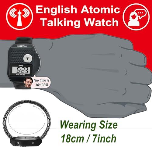 FIVE SENSES FIVE SENSES - English Atomic Talking Watch, Easy to use for Seniors Blind Men Women, Loud Talking Watch with Sound for Vision Impaired, Elderly Women, Blind People Products 1095 (Black)