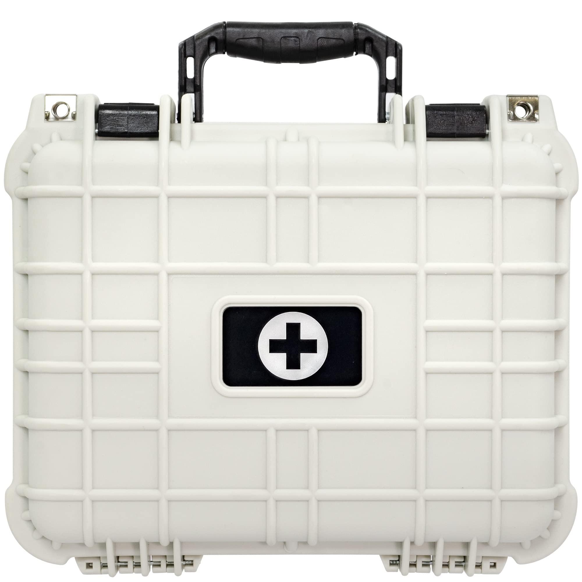 Eylar Eylar Large 13.37 Inch Hard Protective Medical Case EMT First Responder and First Aid Service Storage Box, Waterproof, Dustproof, Shockproof with Foam (White)