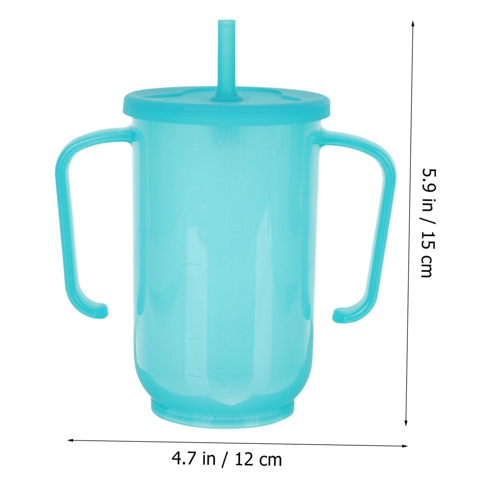 Healeved Healeved Anti- Water Cup Double Handle Mug Convalescent Feeding Cup No Spill Cups for Elderly Cups with Lids and Straws Elderly Cup Bedridden Tumbler Double Handle Cups Blue Plastic