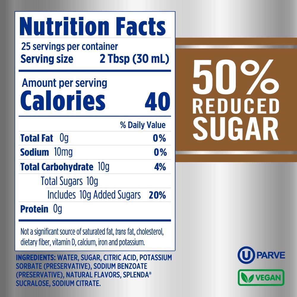 SPLENDA Splenda Coffee Syrup, English Toffee, Reduced Sugar, Flavored Liquid Syrups for Drinks, 750 ml Bottle