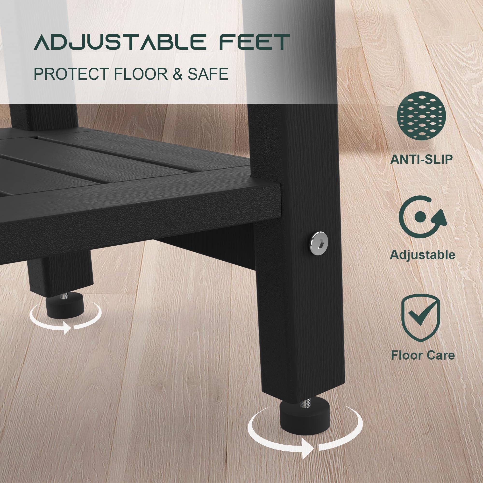 BEKVEM BEKVEM Shower Bench for Inside Shower - Black HDPE Shower Stool Waterproof - Spa Bathroom Seat Chair with Handle, Storage Shelf, Adjustable Feet - Indoor/Outdoor, Weather Resistant