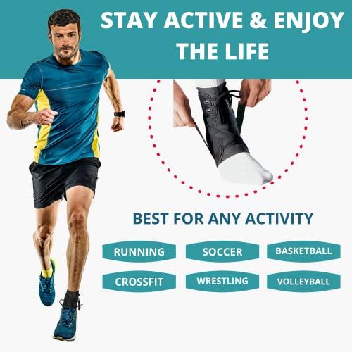 MEDIZED MEDIZED® Ankle Brace, Stabilizer, Lace Up Adjustable Support, Stirrup Compression – for Running, Basketball, Volleyball, Injury Recovery, Sprain, Ankle Wrap for Men, Women, and Children (Large)